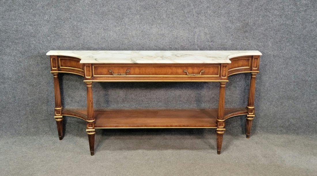 Weiman Marble Top Directoire Console: 30.25"H, 66"W, 13"D