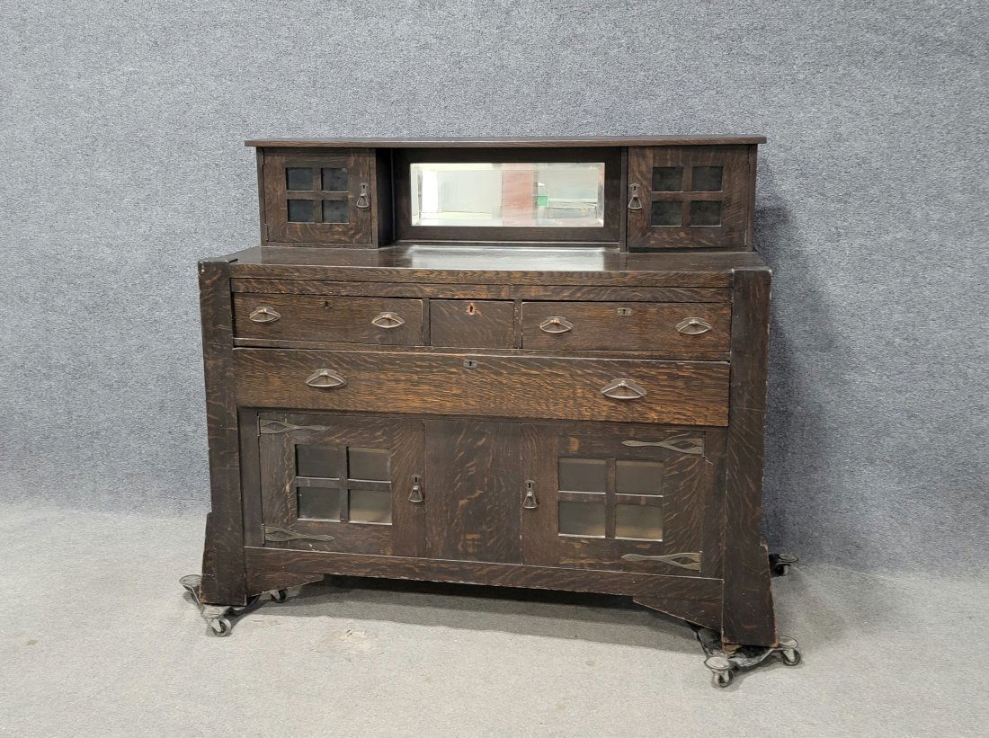 Mission Oak Sideboard In The Manner Of Charles Rolhfs (1 of 7)