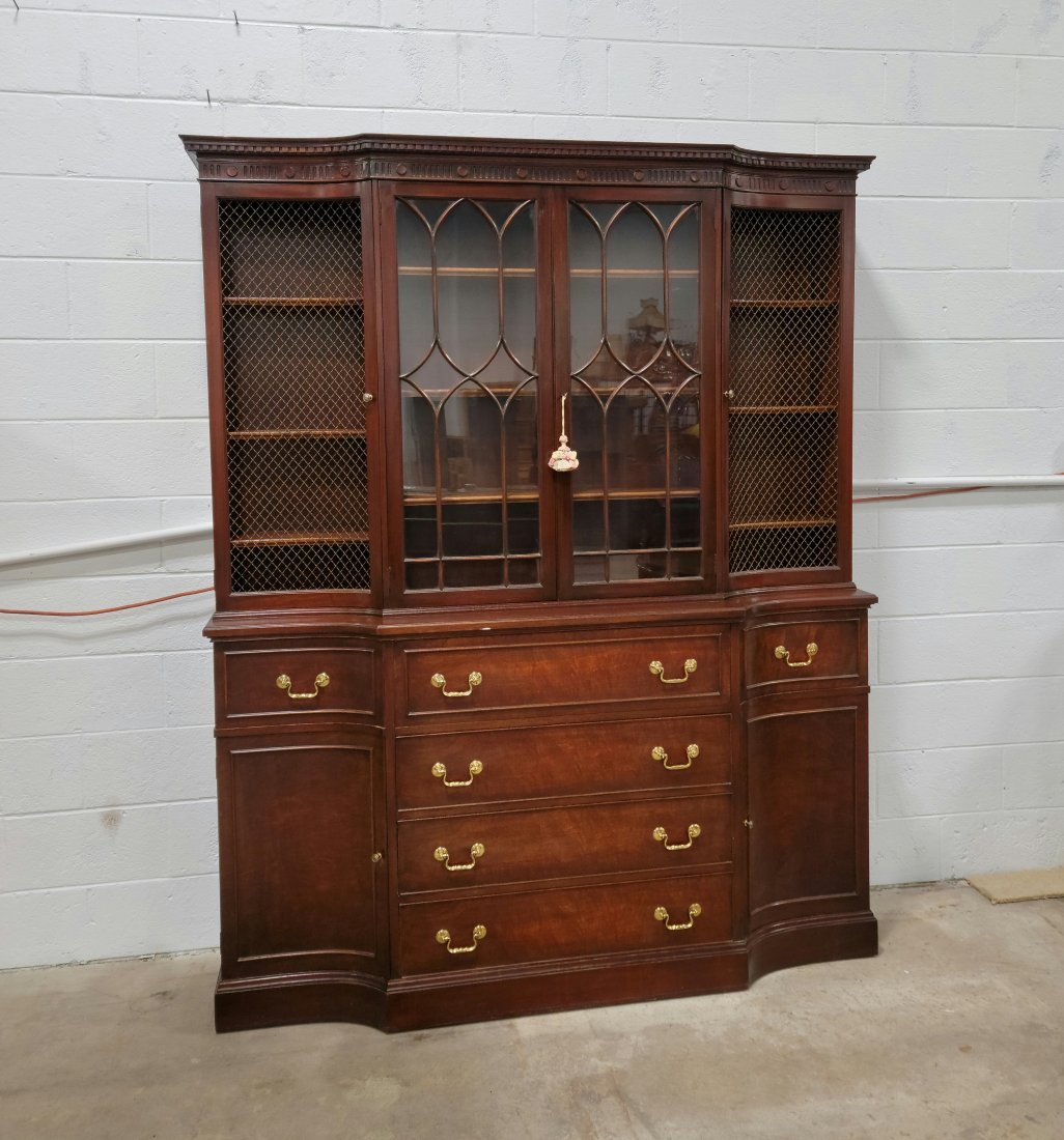 Mahogany Breakfront: 82"H, 66"W, 16"D