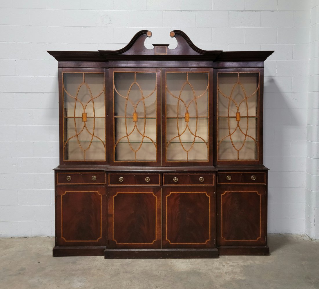 Antique English Inlaid Breakfront (1 of 4)