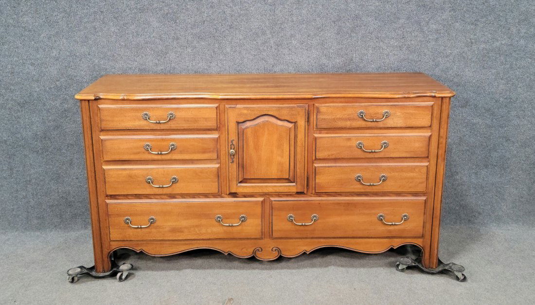 Ethan Allen Dresser: 35"H, 68"W, 19"D
