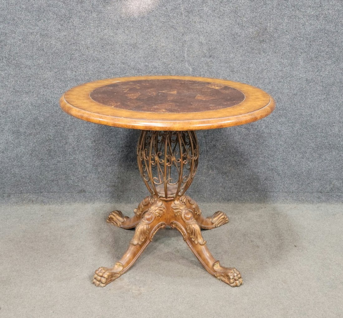 Carved Center Table: 29"H, 36"Diameter