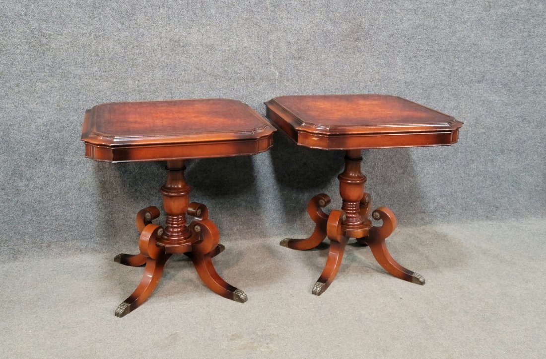Pair Of Clean Leather Top Tables (1 of 5)