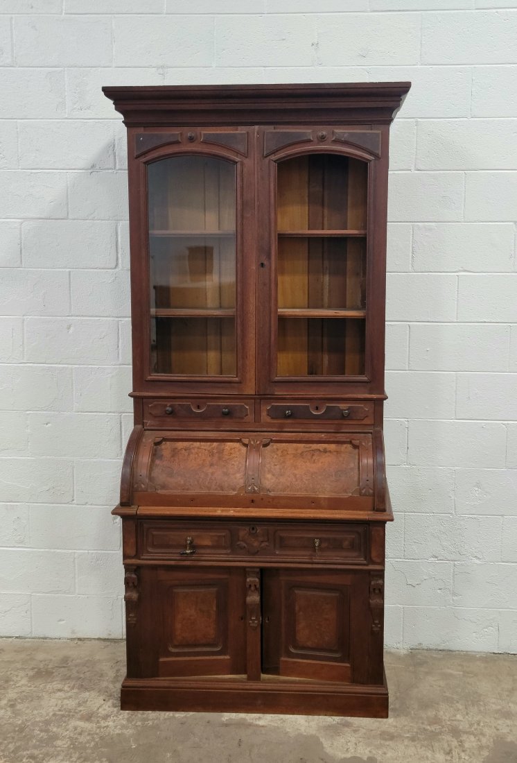 Victorian Cylinder Desk: 89"H, 40"W, 19.50"D