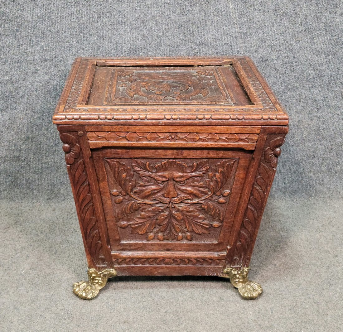 Carved Wine Cellarette: 14.50"H, 14.50"W, 14.50"D
