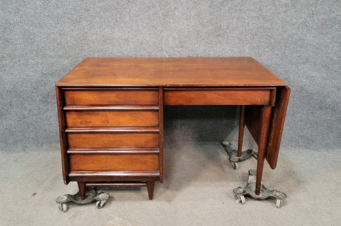 Mid Century Modern Desk: Open - 29"H, 66.50"W, 26"D | Closed - 29"H, 48"W, 26"D