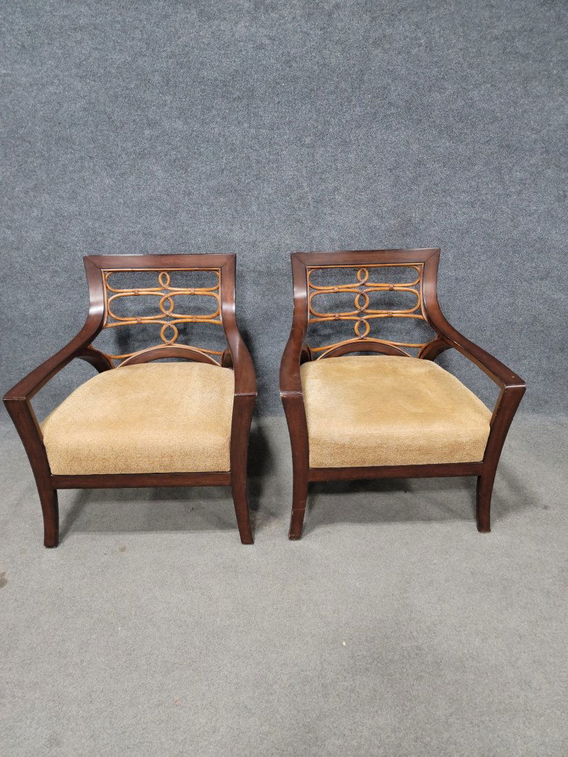 Pair Of Paoecek Regency Style Open Arm Chairs (1 of 6)