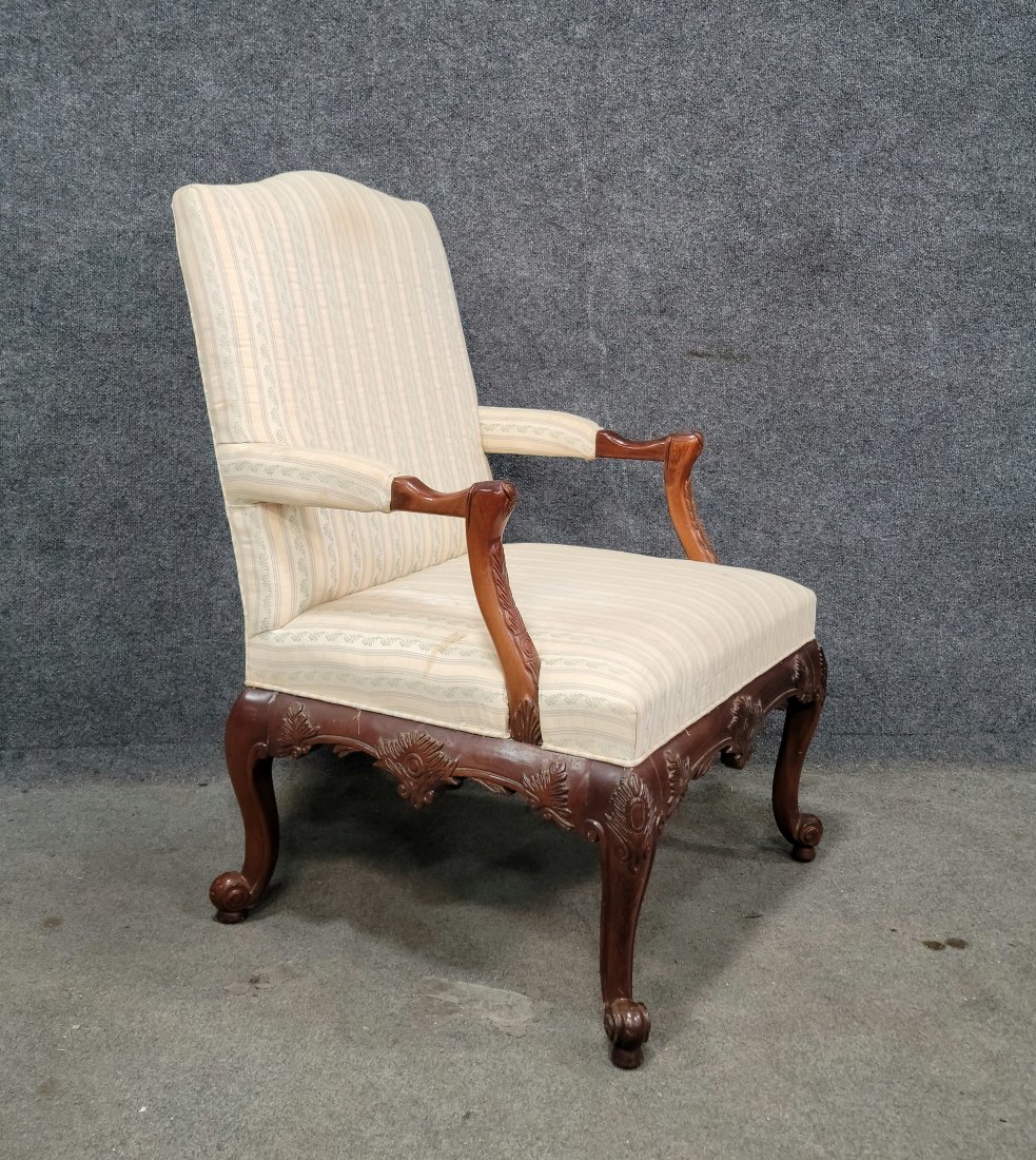 Georgian Style Open Arm Chair: 41"H, 29"W, 27"D, 17"SH