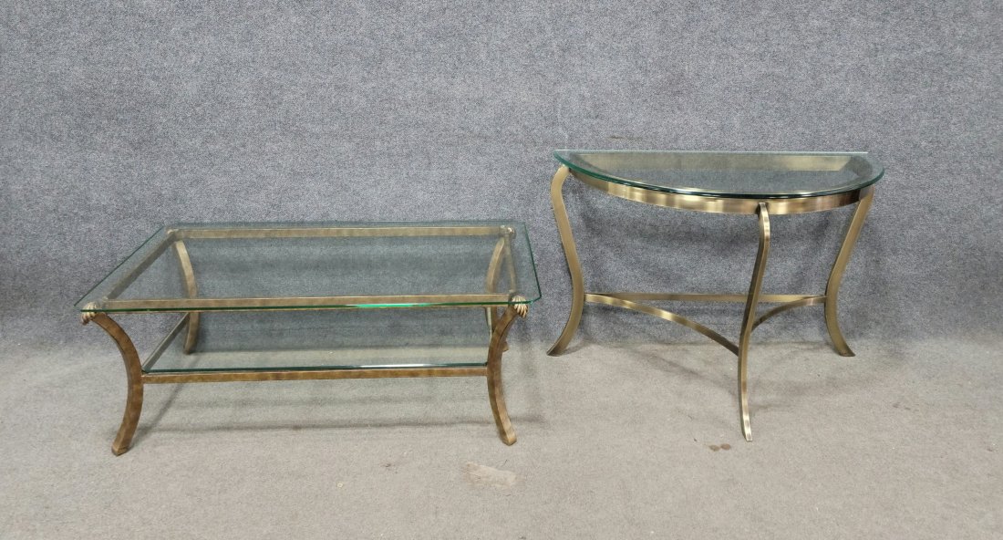 Glass Top Console And Coffee Table: Coffee Table - 18.50"H, 48"W, 28.50"D | Console - 29"H, 42"W, 22.50"D
