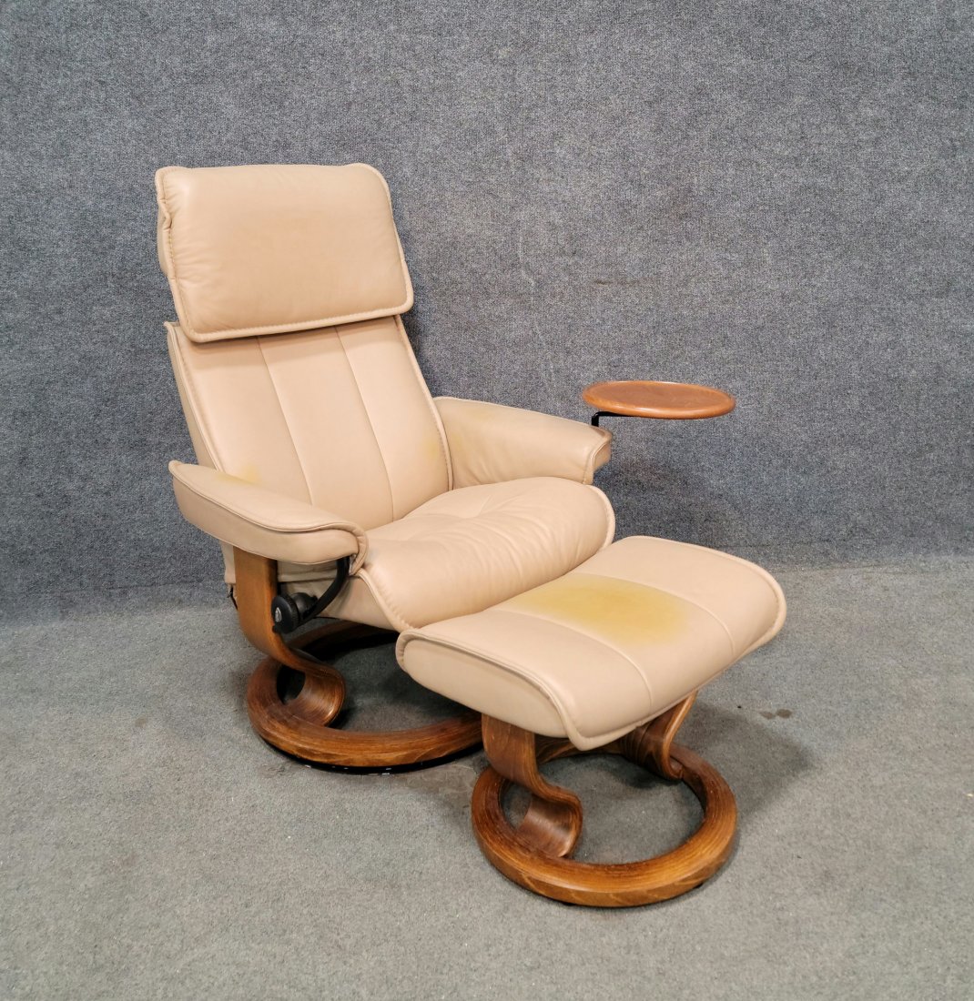 Reclining Chair And Ottoman: 41"H, 33"W, 26"D, 16"SH