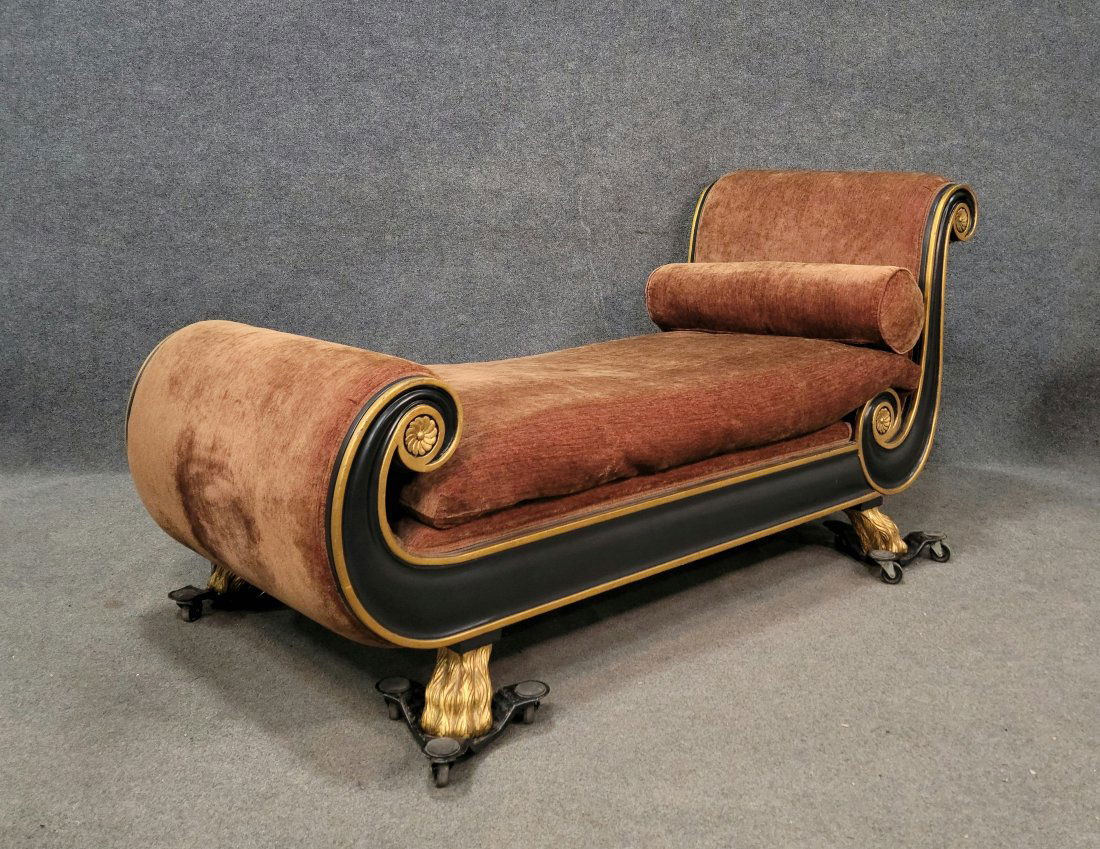 Marge Carson Ebonized Gilt Recamier (1 of 6)