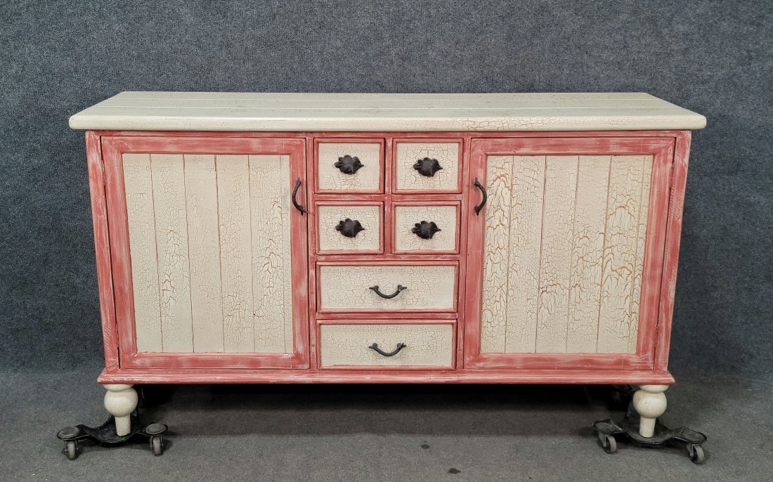 Decorative Painted Sideboard: 37"H, 64"W, 18"D