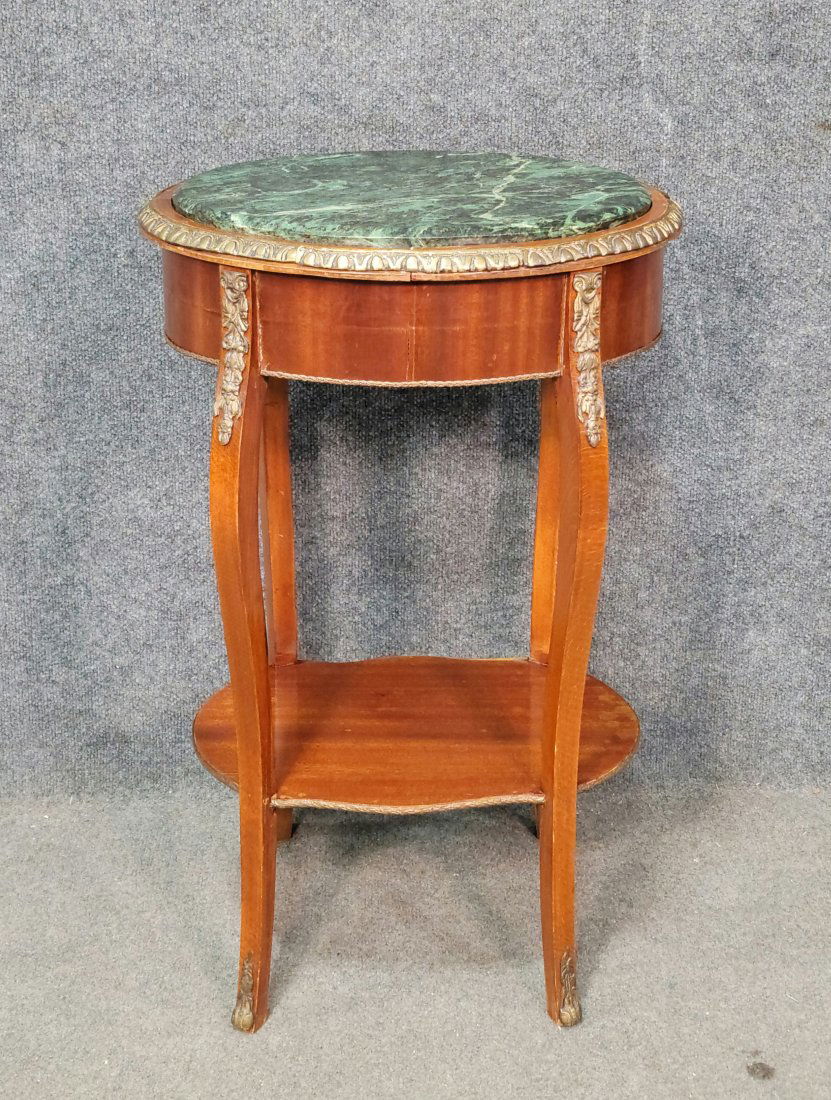 French Bronze Mounted Marble Top End Table (1 of 4)
