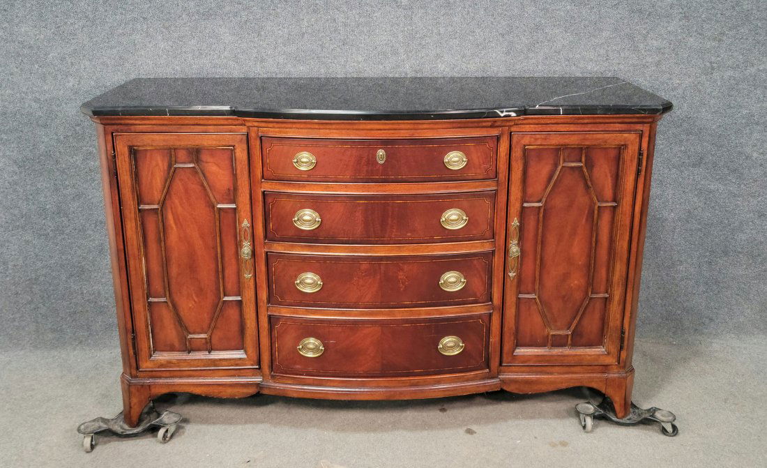 Marble Top American Drew Inlaid Buffet (1 of 7)