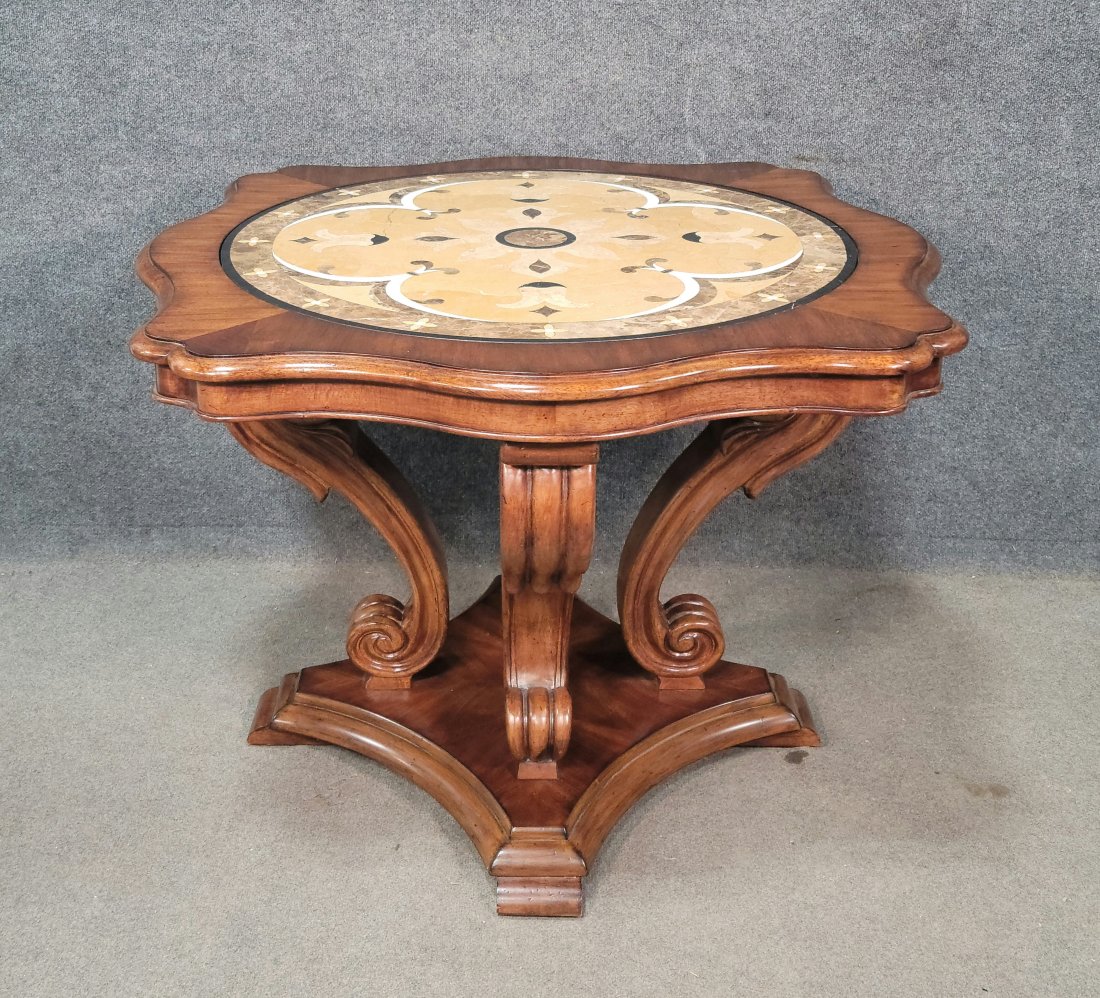 Marble Top Center Table: 30.50"H, 42"W, 42"D