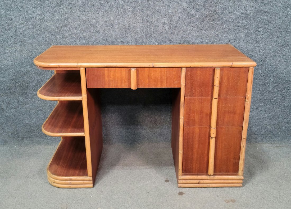 Bamboo Kneehole Desk: 30"H, 46.50"W, 20"D