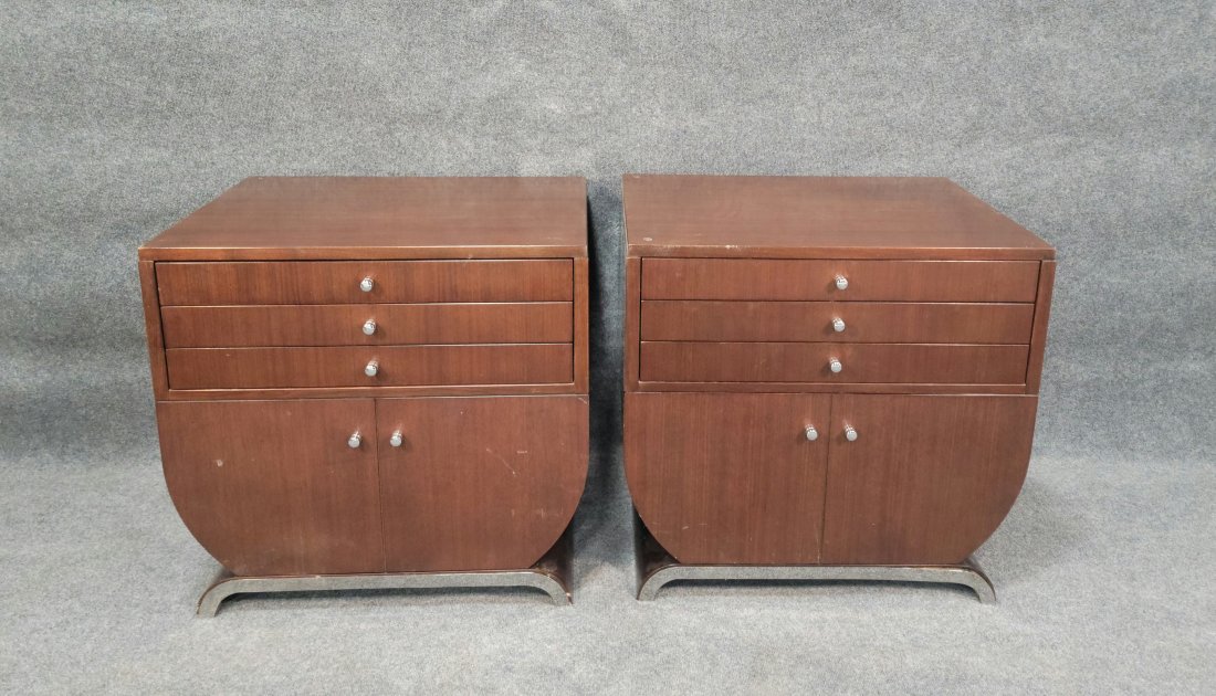 Pair Of Deco Style Nightstands: 28"H, 30"W, 23.75"D