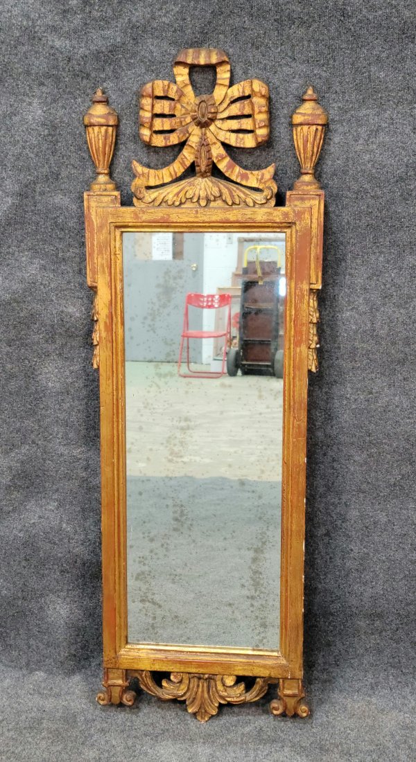 Antique Gilt Italian Mirror: 55"H, 18.50"W