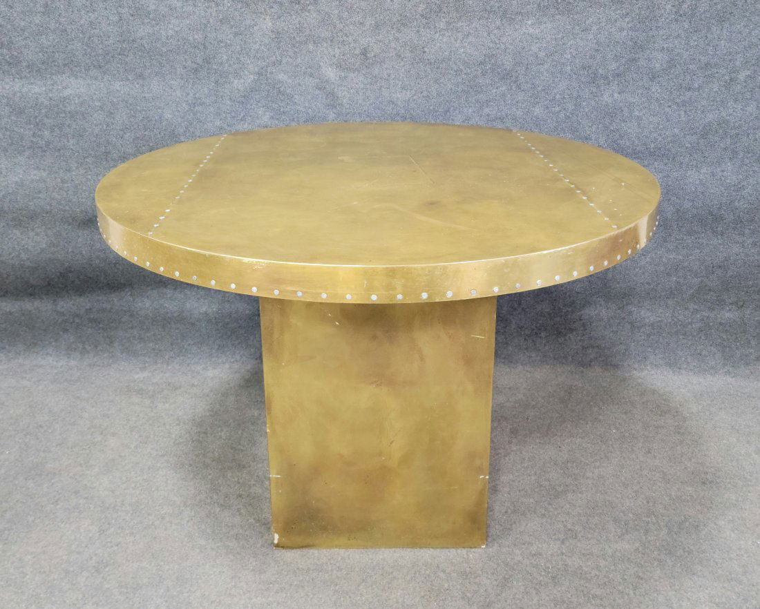 Industrial Center Table In The Manner Of Paul Evans: 37.50"H, 54"Diameter