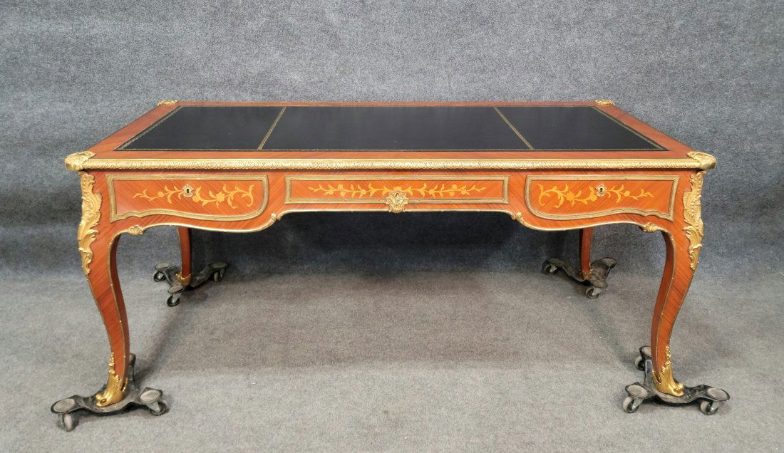 French Bronze Mounted Inlaid Bureau Platte (1 of 6)