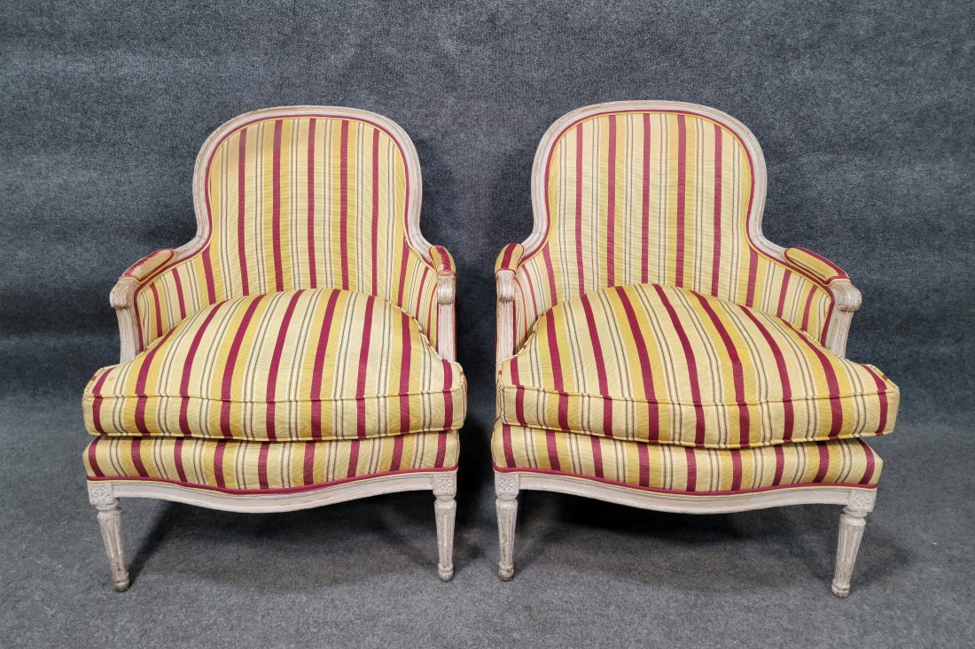 Great Pair Of Oversized Jansen Style Fauteuils: 37.50"H, 30"W, 30"D, 18"SH