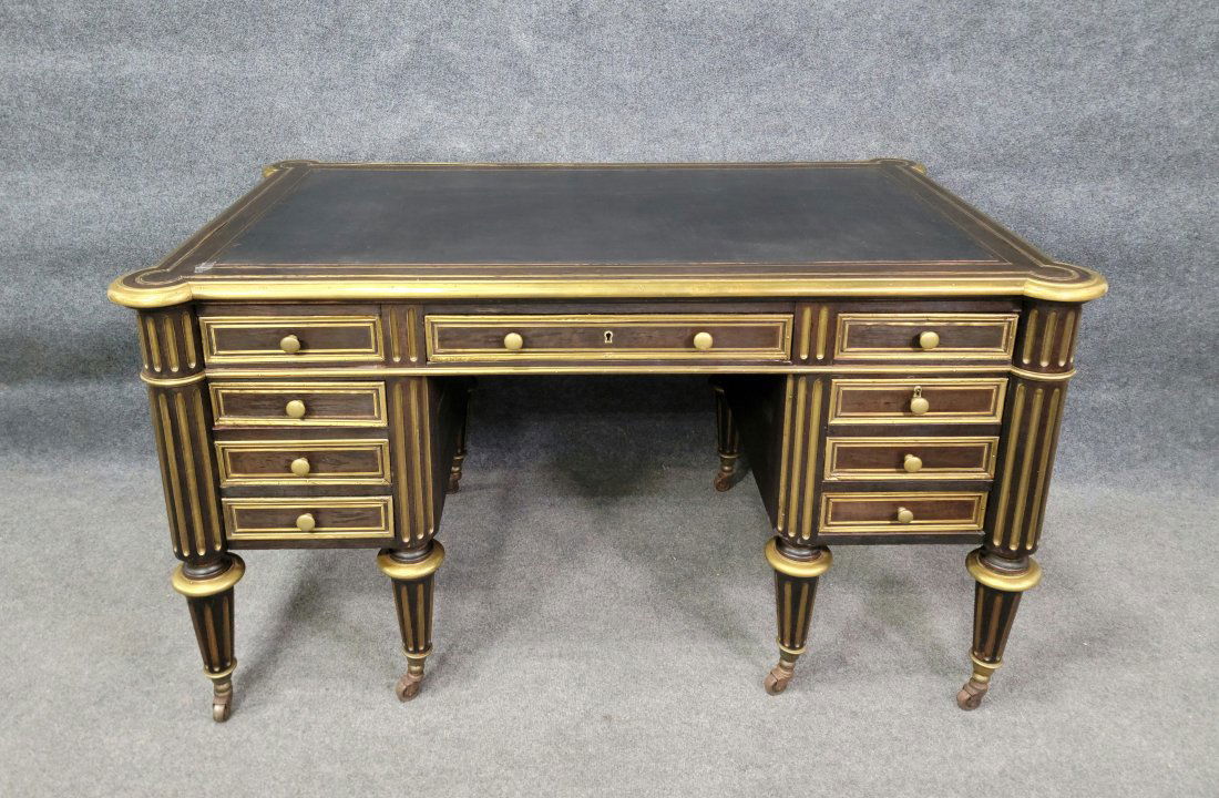 Leather Top Bronze Mounted Louis XV Style Desk (1 of 10)