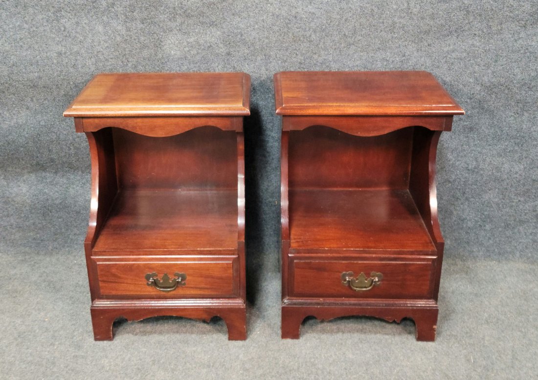 Pair Of Hungerford Mahogany Nightstands: 26"H, 18"W, 14"D