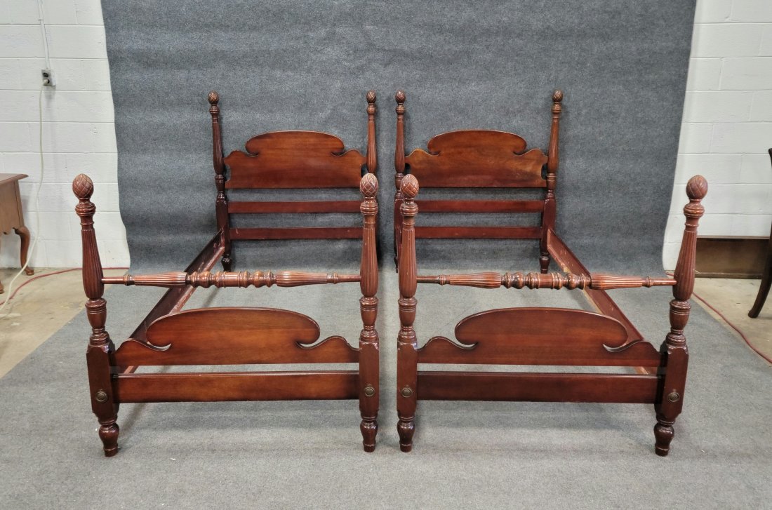 Pair Of Hungerford Twin Beds: 49"H, 42"W, 82"D