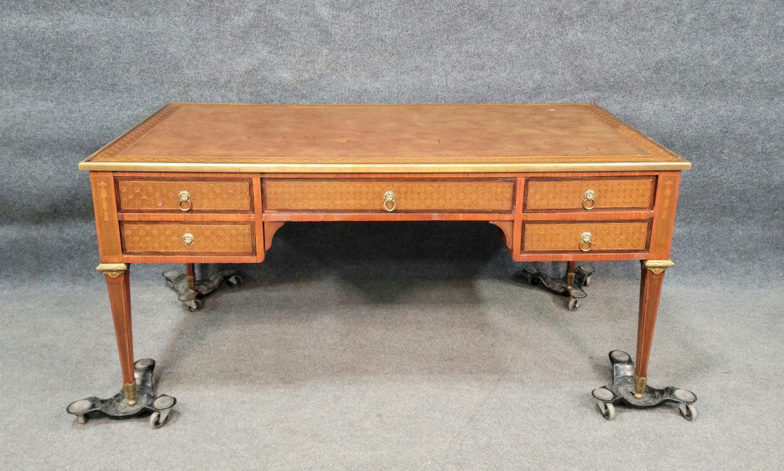 Antique Bronze Mounted Parquetry Bureau Platte From The Waldorf Astoria (1 of 6)