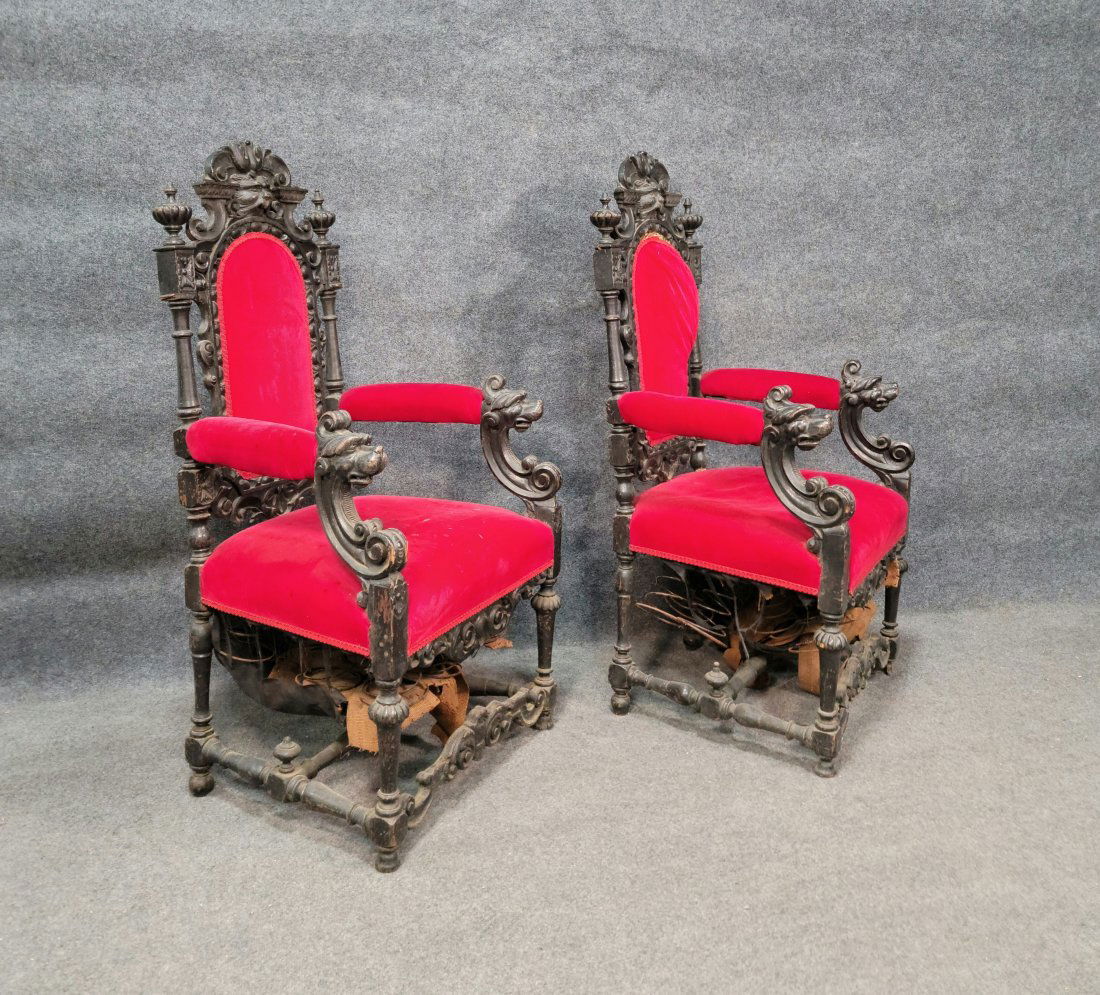 Pair Of Carved Victorian Chairs (1 of 7)