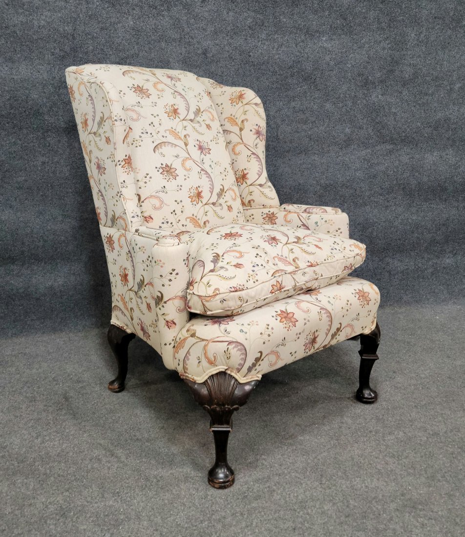 Custom Wing Chair: 43"H, 33.50"W, 27"D, 20"SH
