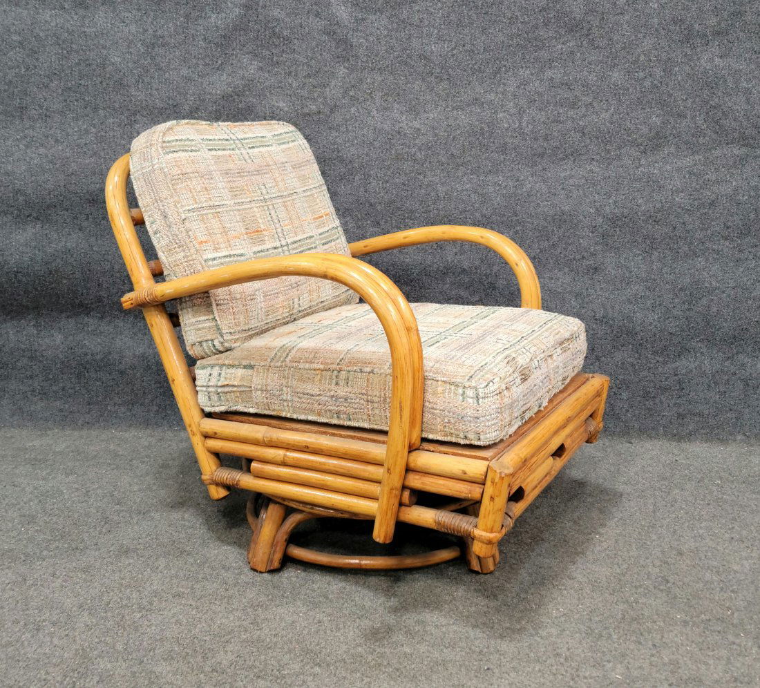Mid Century Bamboo Swivel Chair (1 of 5)