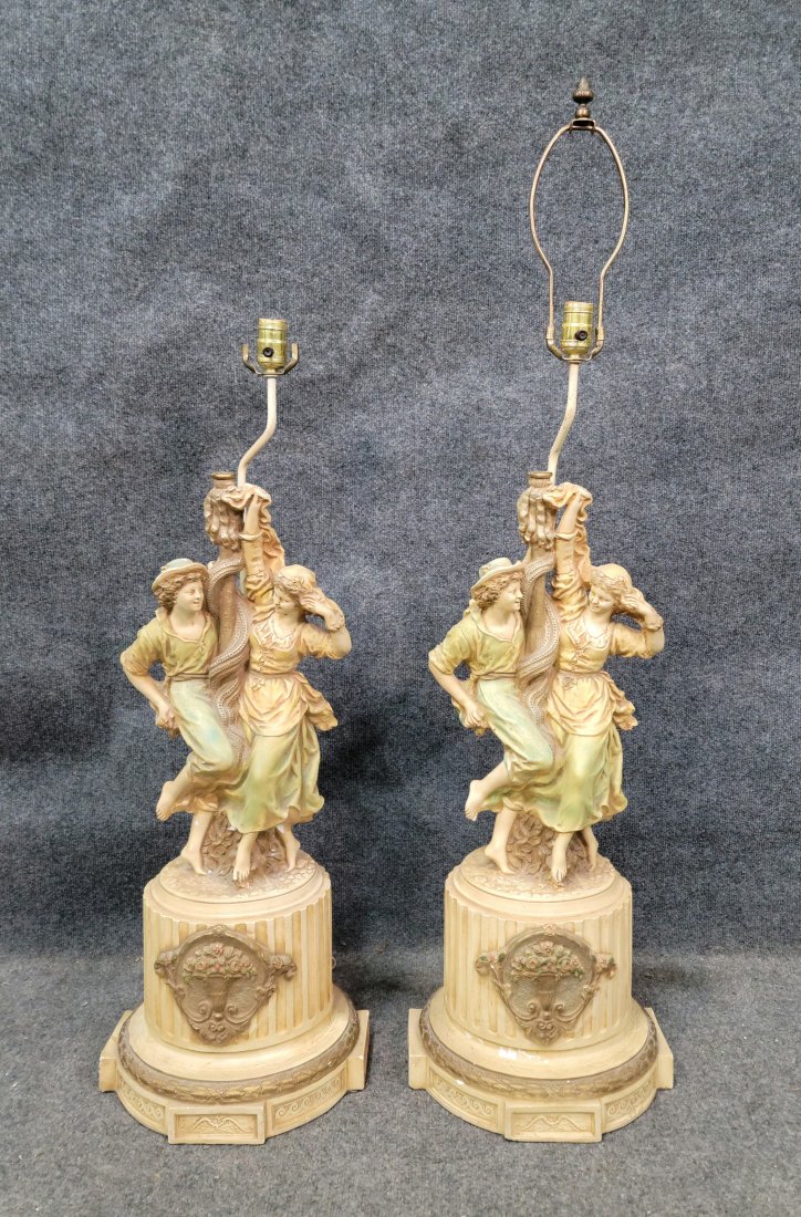 Pair Of Lamps: 36"H, 12"W, 9"D