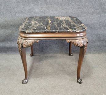 Georgian Berkey & Gay Carved Marble Top Center Table: 30"H, 35"W, 35"D