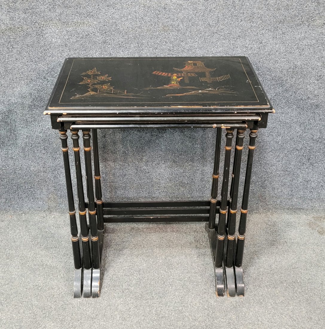 Chinoiserie Stacked Tables: Big - 27"H, 23"W, 15"D | Medium - 26"H, 20"W, 15"D | Small - 25"H, 17.75"W, 15"D
