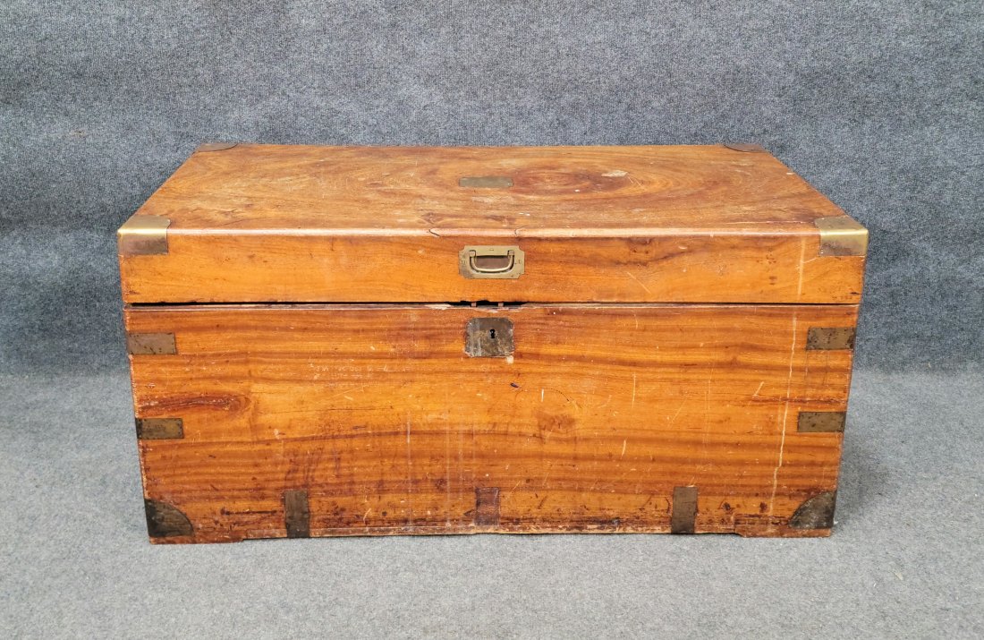 19th Century English Campaign Chest: 19"H, 40.50"W, 20.50"D
