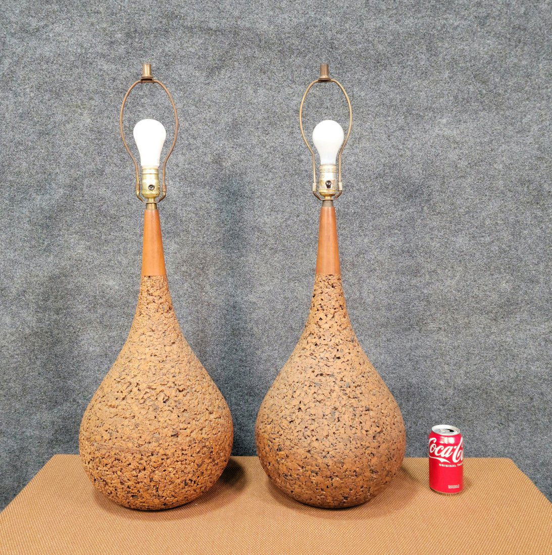 Pair Of Large Mid Century Cork Lamps (1 of 2)