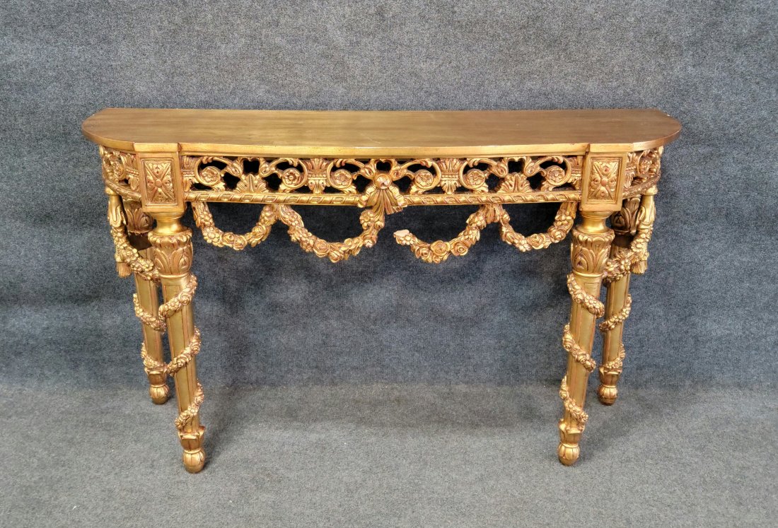 Large Gilt Console: 36"H, 60.50"W, 18.75"D