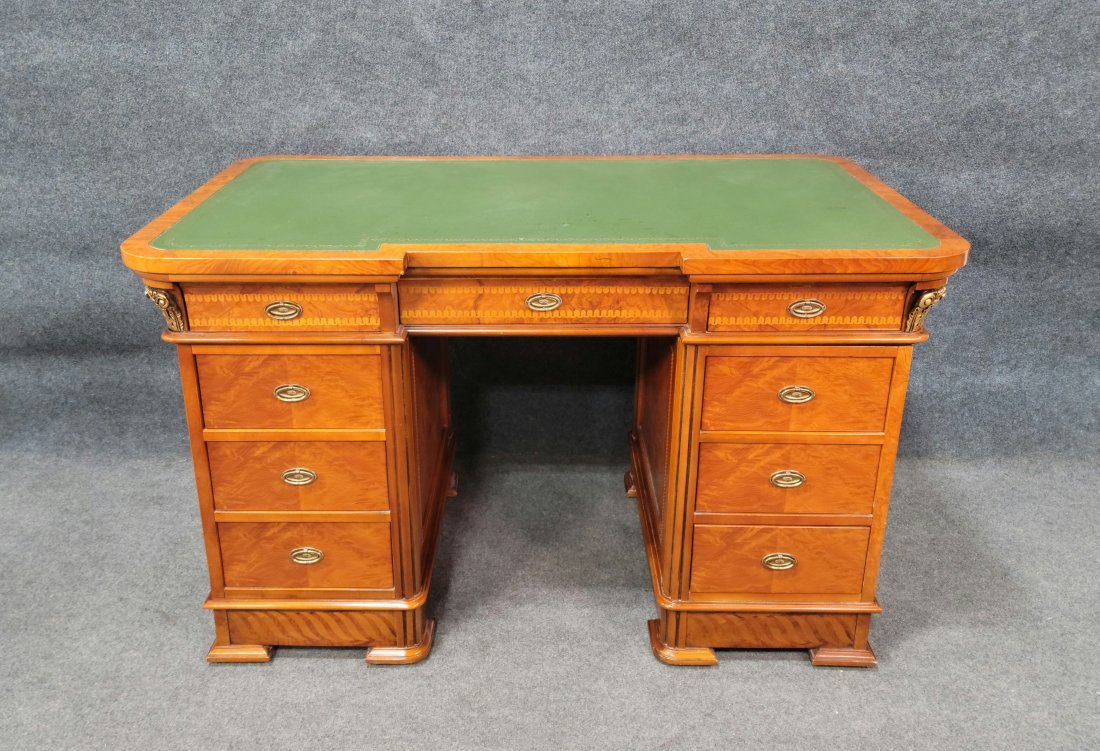 Leather Top Italian Desk: 33"H, 55.25"W, 32.50"D