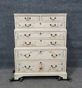 Painted Pine Tall Chest: 58.75"H, 47.50"W, 18.75"D