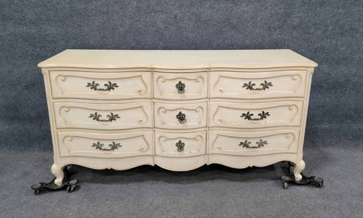 In The Manner Of John Widdicomb Painted Dresser: 35"H, 71.50"W, 21.50"D