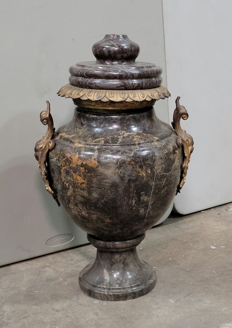Marble Bronze Mounted Casselette: 24"H, 14"W, 12"D