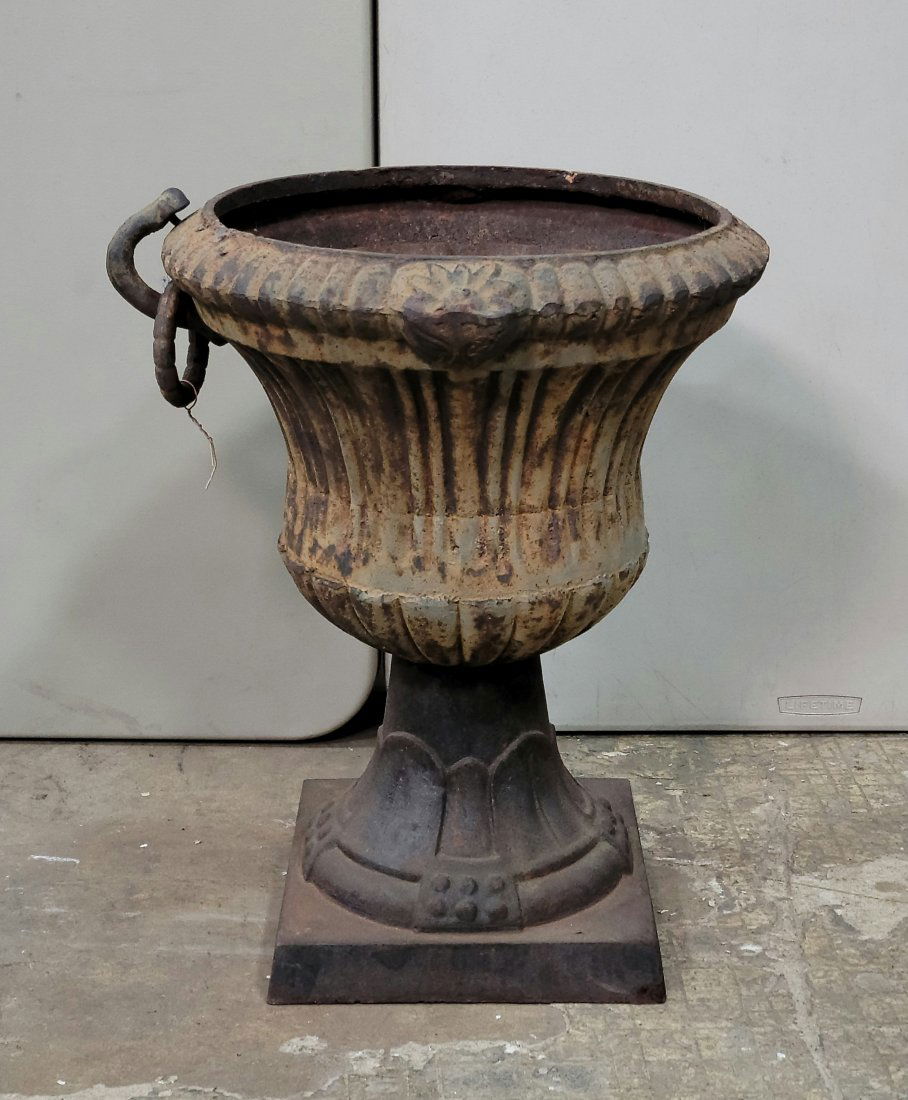 Cast Iron Urn: 21"H, 16.50"Diameter