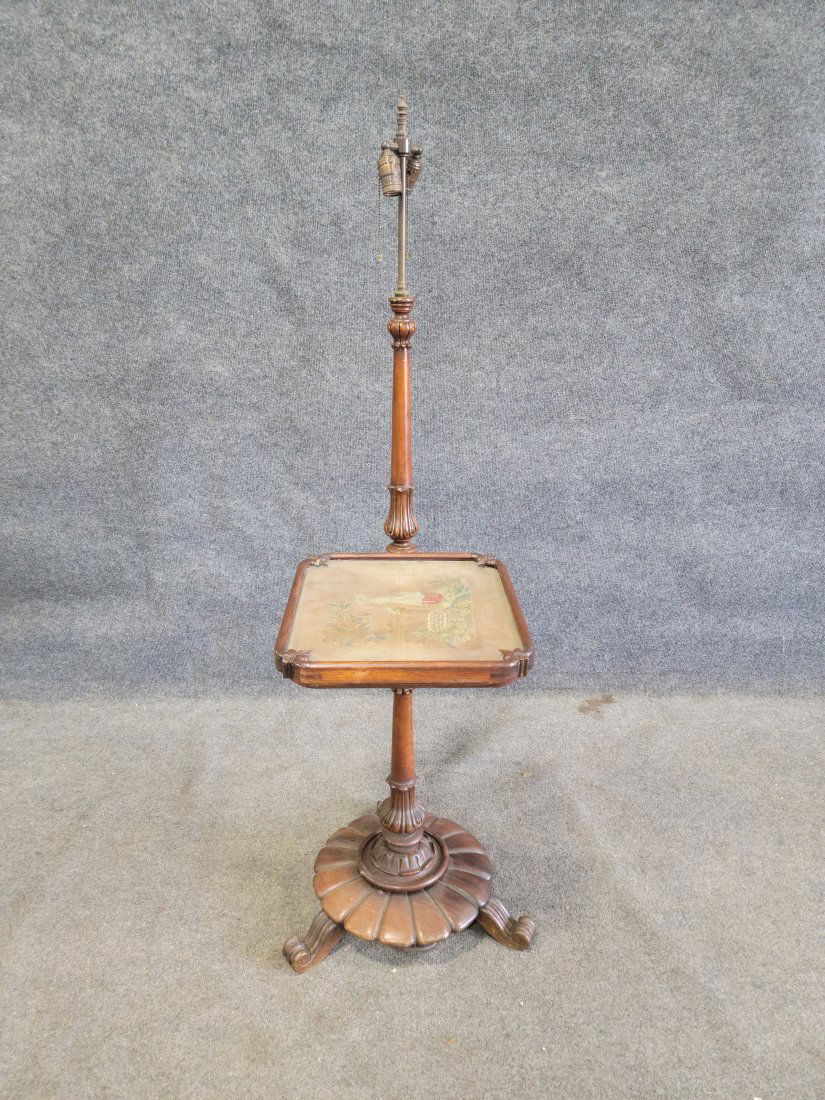 19th Century Antique English Tapestry Lamp Table (1 of 4)