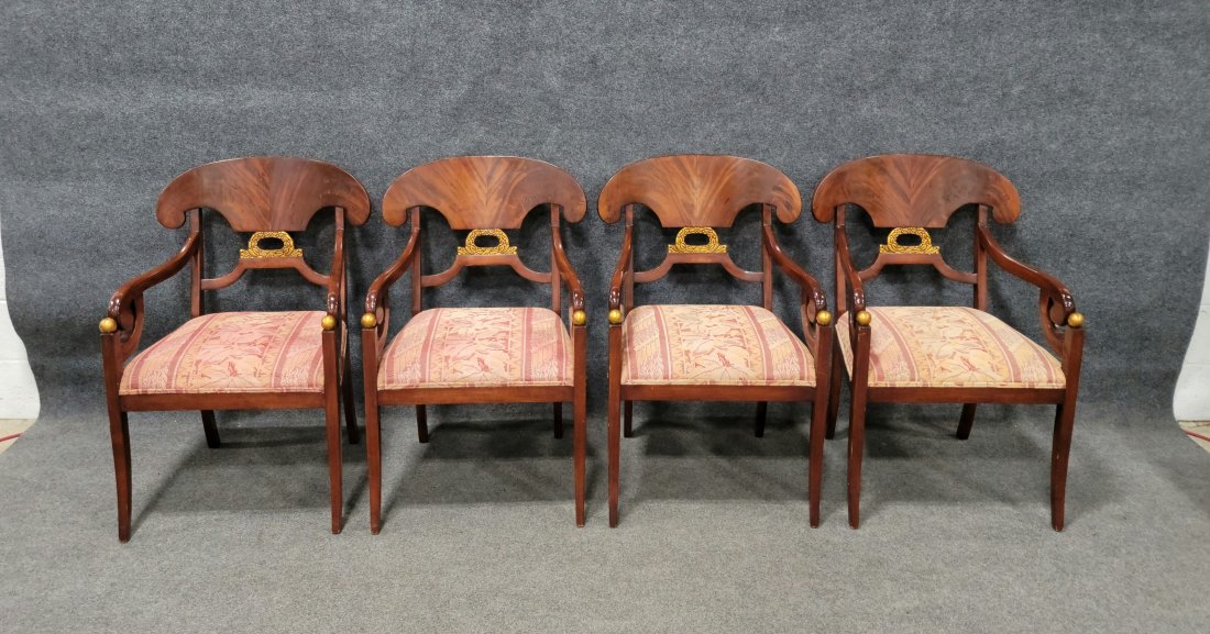 4 Mahogany Swedish Biedermeier: 35"H, 22.50"W, 24"D, 17.50"SH