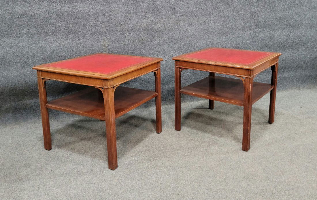 Pair Of Leather Top End Tables (1 of 4)
