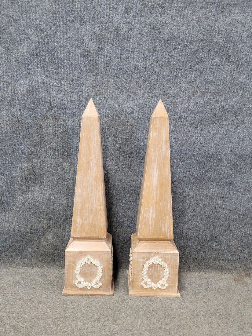 Pair Of Obelisks: 34"H, 8.75"W, 8.75"D
