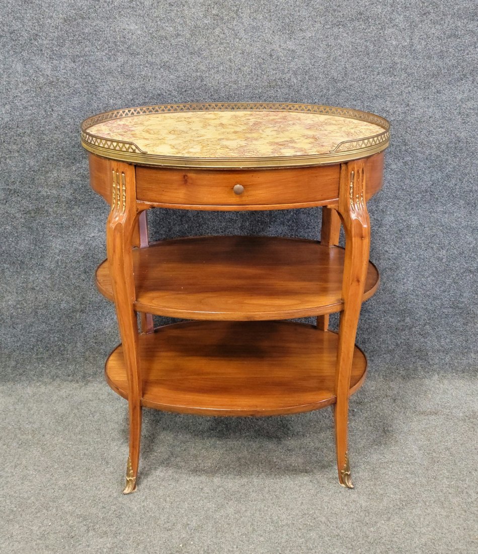 French Marble Top Nightstand: 27.25"H, 23.75"W, 17"D
