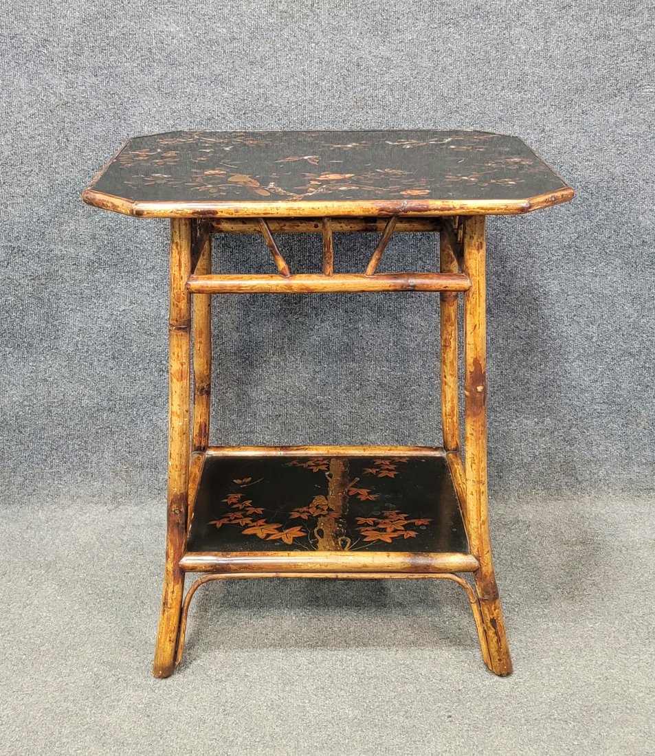 Faux Bamboo Table In The Manner Of Herter Brothers: 28"H, 24.50"W, 21"D