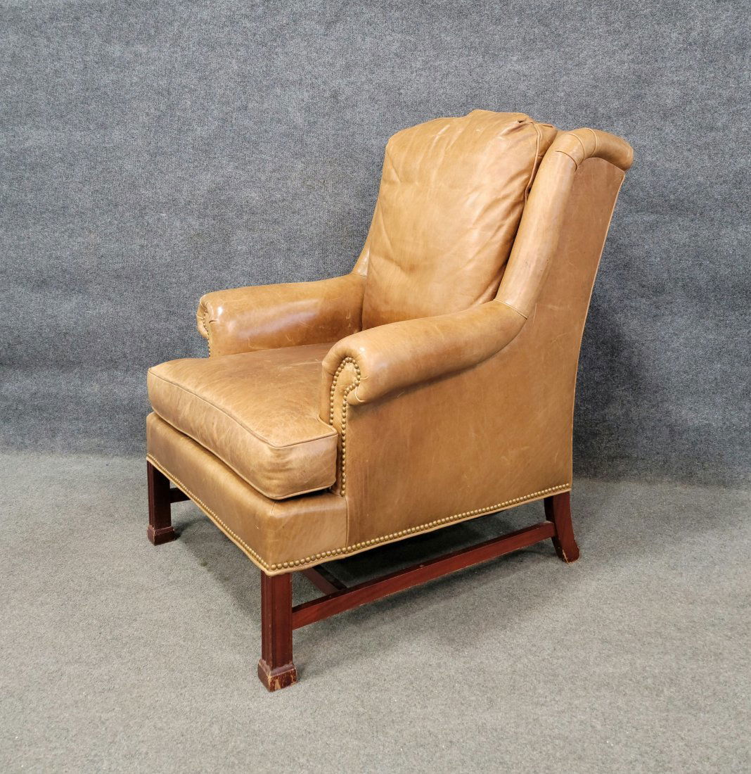 Leather Hickory Chair Wingback Chair: 40.50"H, 36"W, 40"D, 18"SH